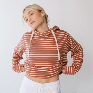 Albion Hooded Pullover Terracotta Stripe XS